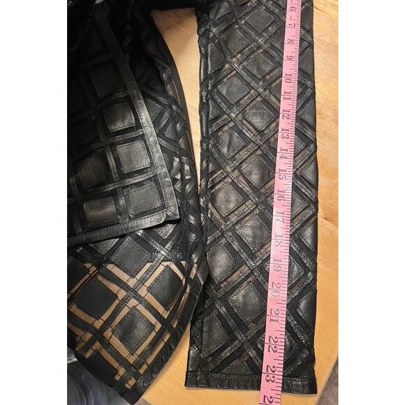 Grayse Blace Lattice Leather Cutout Jacket Size M Black Maximalist Artsy Unique - Picture 10 of 10